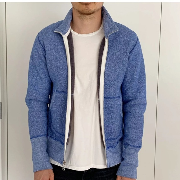 Wings + Horns SPRUCE Zip Bomber Jacket Sz S Blue - Picture 4 of 8